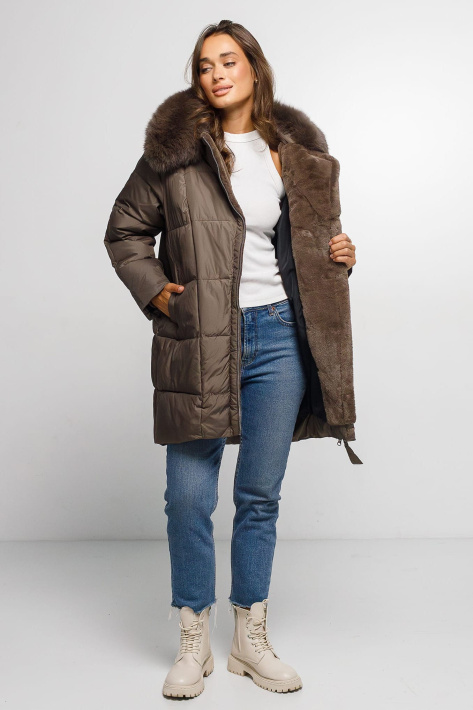 Пуховик з хутром на лацканах Пуховик з хутром 1031-21