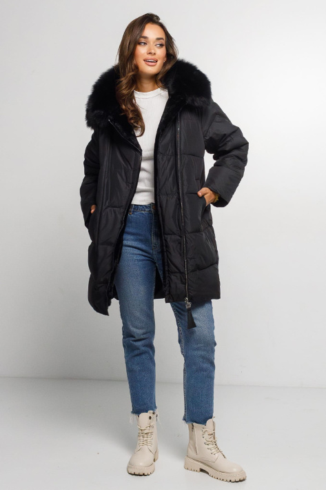 Пуховик з хутром чорний Пуховик з хутром 1031-4