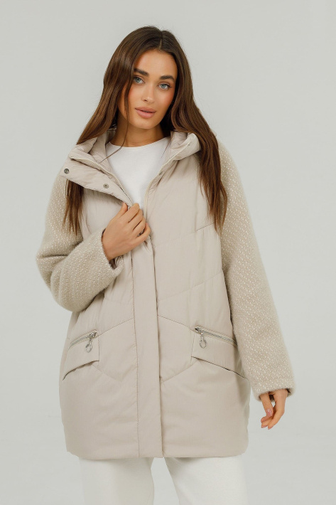 Куртка жіноча молочна на весну Куртка з рукавами під ангору 10610-2