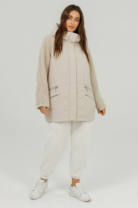 Куртка кокон жіноча молочна Куртка з рукавами під ангору 10610-5