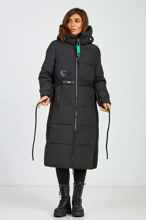 Пуховик приталений жіночий чорний Пуховик приталений 1116-8