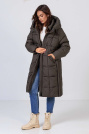 Пуховик стильний жіночий графітово-смарагдовий темний Пуховик стильний 118-2