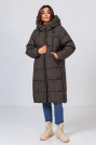 Пуховик стильний в коліно графітово-смарагдовий Пуховик стильний 118-3