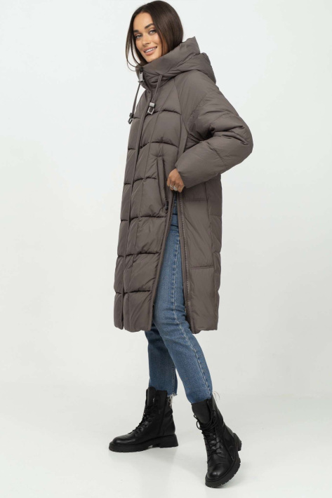 Пуховик стильний з розпірками капучіно Пуховик стильний 118-303