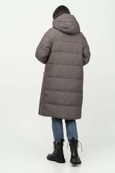 Пуховик стильний жіночий з капюшоном мокко Пуховик стильний 118-37