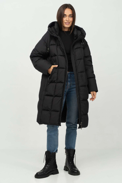 Пуховик стильний чорний на дівчині Пуховик стильний 118-46