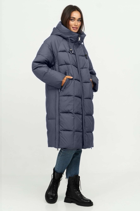 Пуховик стильний жіночий кольору графіт Пуховик стильний 118-870