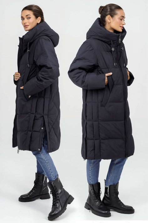 Пуховик жіночий синій фото  Пуховик великих розмірів 125-05