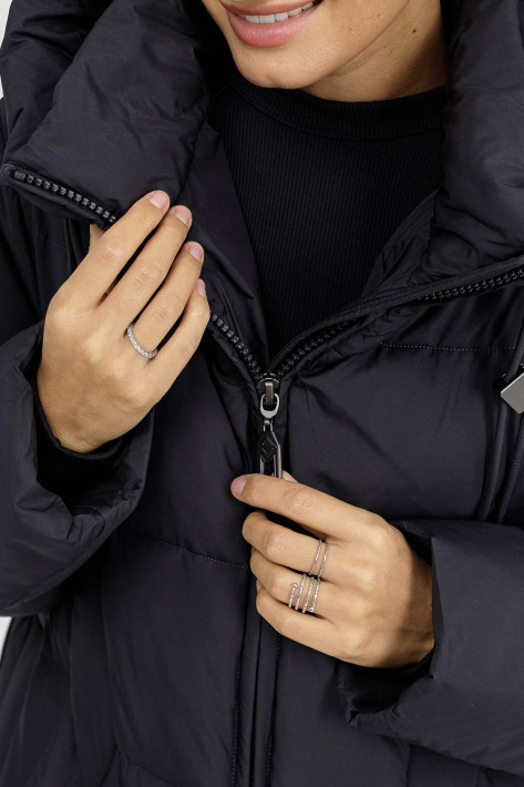 Пуховик жіночий синій фото 3 Пуховик великих розмірів 125-054