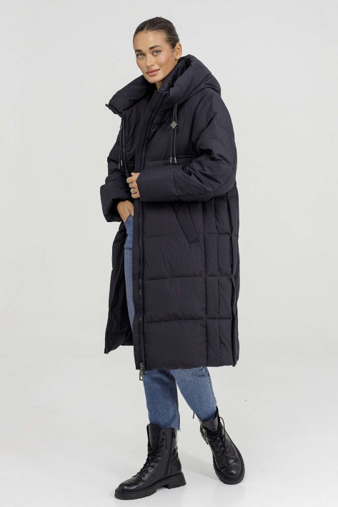 Пуховик жіночий синій фото 9 Пуховик великих розмірів 125-055