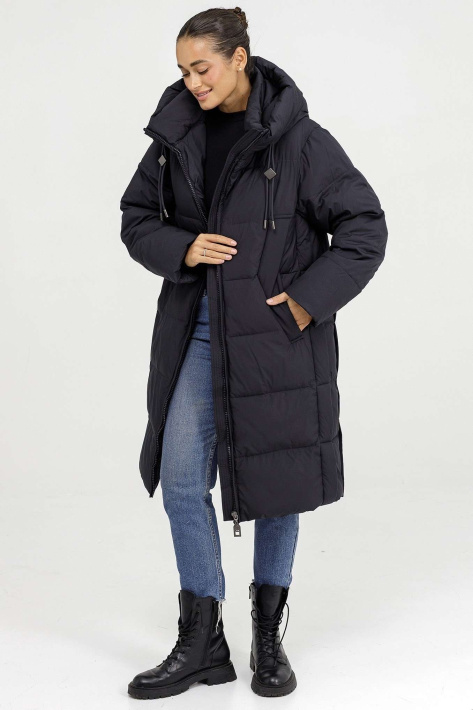 Пуховик жіночий синій фото 8 Пуховик великих розмірів 125-056