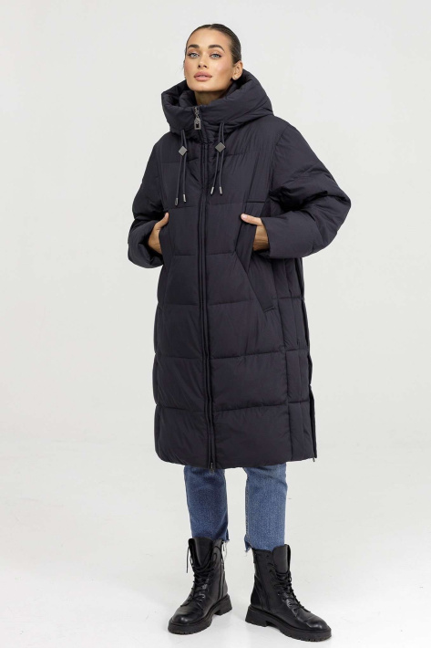 Пуховик жіночий синій фото 7 Пуховик великих розмірів 125-057