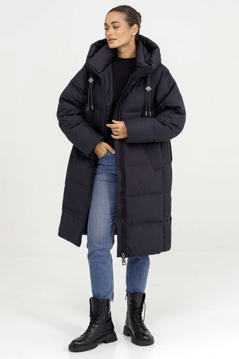 Пуховик жіночий синій фото 6 Пуховик великих розмірів 125-059