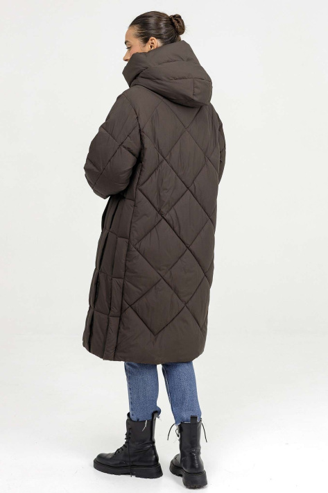 Пуховик жіночий шоколадний фото 4 Пуховик великих розмірів 125-06