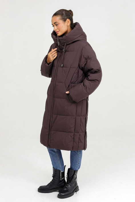 Пуховик жіночий колір інжир фото 4 Пуховик великих розмірів 125-20