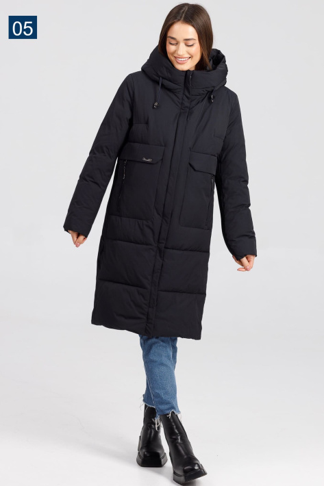 Пуховик великих розмірів жіночий синій  Пуховик спорт-шик 1739-1