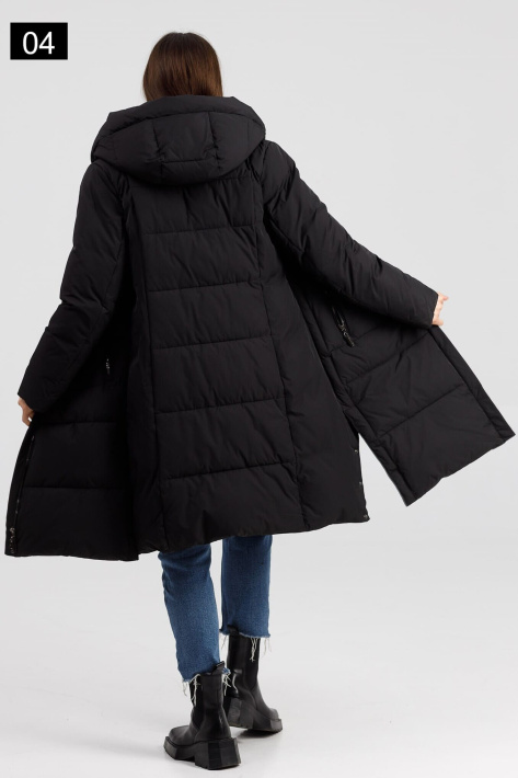Пуховик чорний з розпірками Пуховик спорт-шик 1739-7