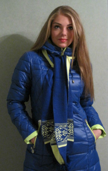 Пальто женское зимнее синее