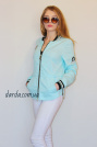 Бомбер ветровка женская голубого цвета  Бомбер ветровка женская голубая
