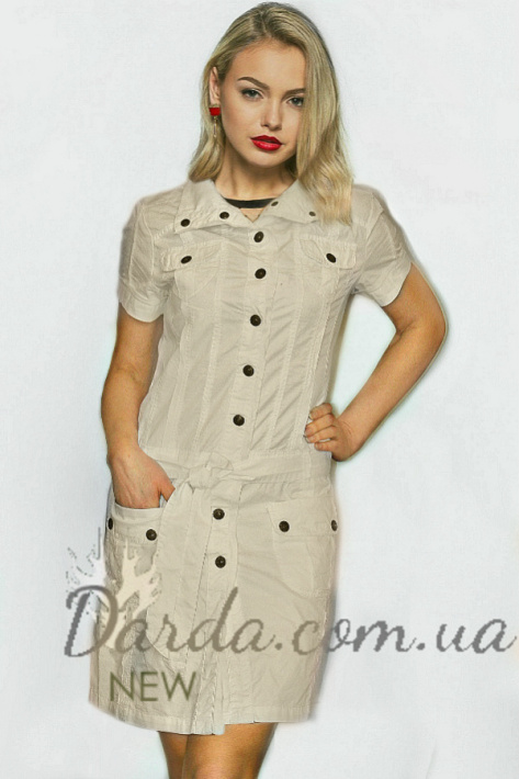 Летнее платье хлопковое Sale Cathyni 9338 бежевого цвета Летнее платье хлопковое Sale Cathyni 9338 бежевое