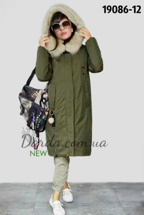 Парка женская с натуральным мехом Mishele цвет хаки Парка женская с натуральным мехом Mishele фото 1