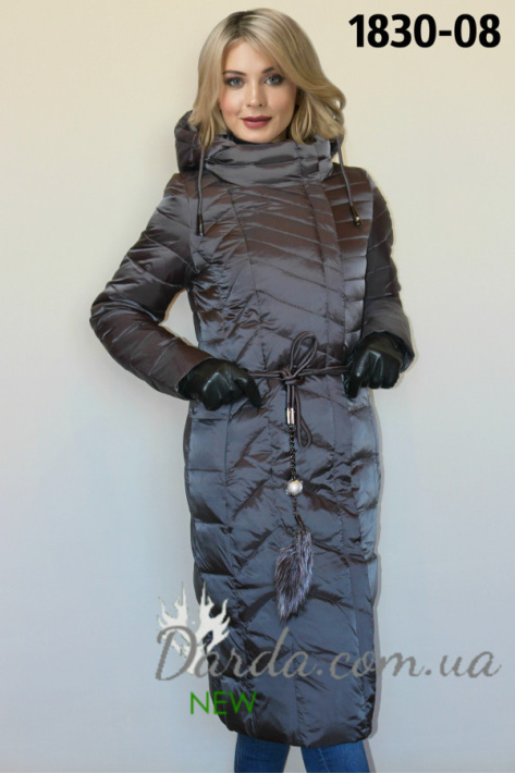 Пуховик под глянцевую кожу Svidni 1830 цвета аспарагус Пуховик под глянцевую кожу Svidni 1830 фото 2