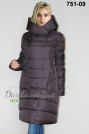 Пуховик с воротником и съёмным капюшоном шоколадного цвета № 09 Пуховик с воротником и съёмным капюшоном 751-09