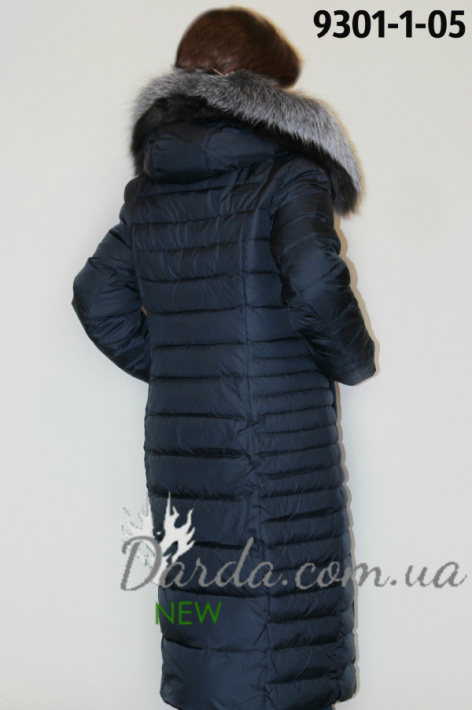 Зимнее пальто с мехом чернобурки Fodarlloy 9301-1 синее