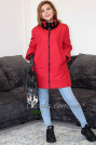 Осенняя куртка большого размера красная Button 328-B Осенняя куртка большого размера красного цвета Button 328