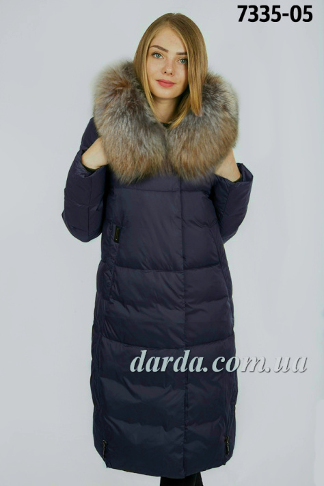 Пуховик с мехом вид спереди Пуховик с мехом чернобурой лисы Snoy Owl 7335 фото 2