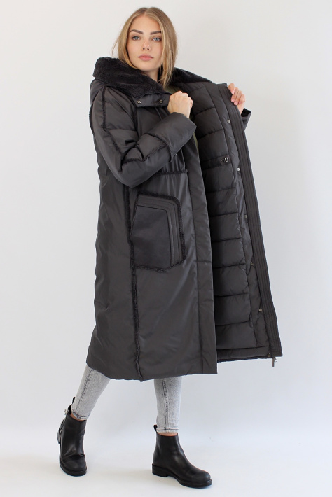 Пуховик дублёнка цвета графит Пуховик дублёнка 987-733-720-02