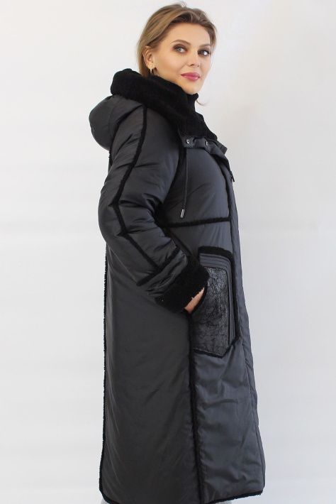Двухсторонняя шуба пуховик сбоку Двухсторонняя шуба пуховик 987-1-049