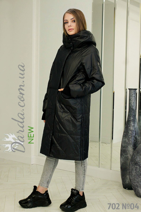 Демисезонное пальто одеяло черное 702-1