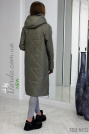 Демисезонное пальто одеяло оливковое вид сзади Демисезонное пальто одеяло хаки 702-1