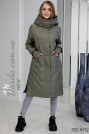Демисезонное пальто одеяло оливкового цвета 702 Демисезонное пальто одеяло оливка 702-1