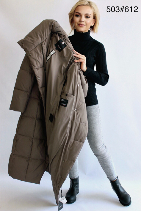 Длинный зимний пуховик на изнанку Длинный зимний пуховик 503-612-1