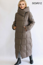 Длинный зимний пуховик цвет тауп Длинный зимний пуховик 503-612