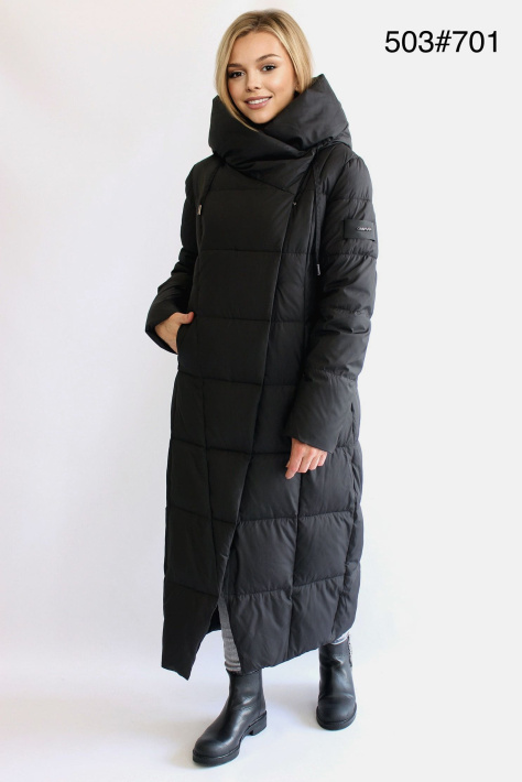 Длинный зимний пуховик черный Длинный зимний пуховик 503-701-3