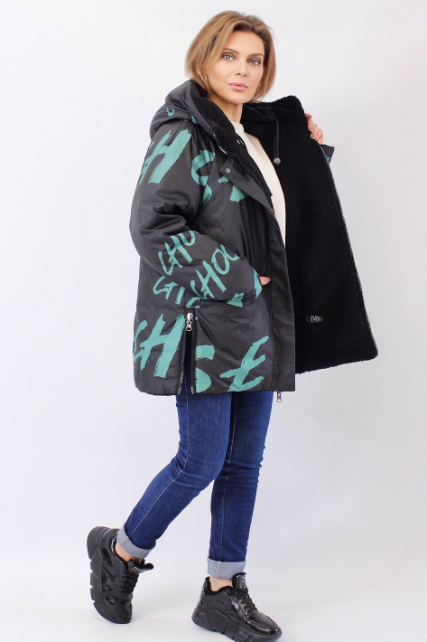 Двухсторонний пуховик шуба на фото расстёгнутая Двухсторонний пуховик шуба Mishele 21109 фото 5