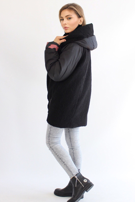 Двухсторонний пуховик шуба на фото со спины Двухсторонний пуховик шуба Mishele 21109 фото 10