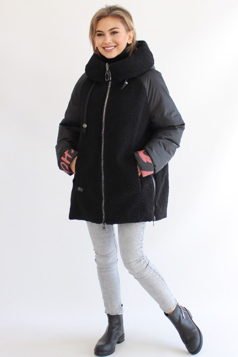 Двухсторонний пуховик шуба черная женская Двухсторонний пуховик шуба 21109-161