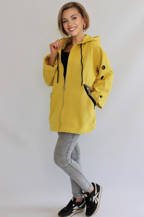 Джинсовая куртка желтая на фото сбоку Джинсовая куртка oversize 741-063