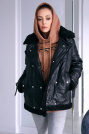 Куртка бомбер с овчиной черного цвета 9775  Куртка бомбер с овчиной 9775 фото 2