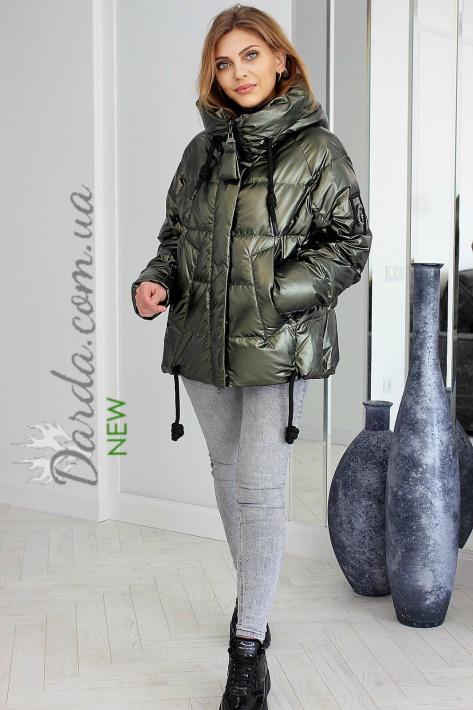 Куртка-зефирка оверсайз с капюшоном Gessica 79078 Куртка-зефирка оверсайз цвета хаки Gessica 79078