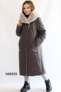 Пальто с мехом кролика коричневое Пальто с мехом кролика 566-9