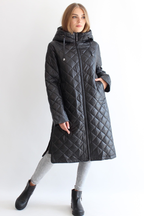 Пальто стеганое черное Пальто стеганое на флисе 21121-11