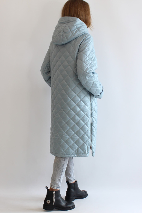 Пальто стеганое голубое сзади Пальто стеганое на флисе 21121-7