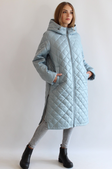 Пальто стеганое голубое с разрезами Пальто стеганое на флисе 21121-8