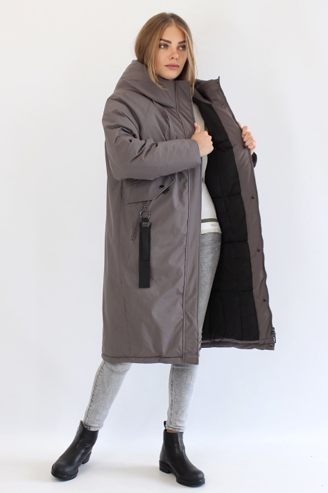 Парка зимняя стеганая внутри тауп Парка зимняя oversize 51061-09-1