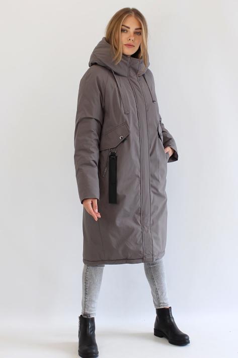 Парка зимняя тауп сбоку Парка зимняя oversize 51061-09-3